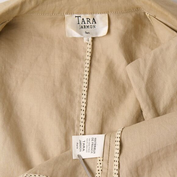 Y2K Tara Jarmon Blazer Jacket Women's 4 Linen Parisian Chic Old Money Academia - Picture 12 of 13